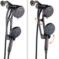 AquaSpa High Pressure 48-mode Luxury 3-way Combo with Adjustable Extension Arm - Dual Rain & Handheld Shower Head - Extra Long 6 Foot Stainless Steel Hose - All Oil Rubbed Bronze Finish - Top US Brand