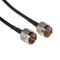 Amphenol CO-058RABNCX2-001 Black RG58 BNC Right Angle Coaxial Cable, Male to Male, 50 Ohm, 1'