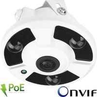Urban Security Group Pro Grade 4MP 180° Fish-Eye Ultra HD IP Network Dome Camera : 1.8mm Ultra Wide Angle Lens : Power Over Ethernet : ONVIF : Outdoor Indoor Low Profile Dome : 3X IR LEDs