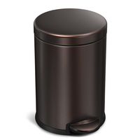 simplehuman 4.5 Liter / 1.2 Gallon Stainless Steel Round Bathroom Step, Dark Bronze Trash can