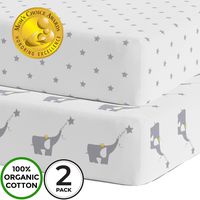 Crib Sheets - Super Soft Organic Jersey Cotton - 2 Pack Fitted Bed Sheets - Unisex Gray Nursery Bedding for Baby Boy or Girl
