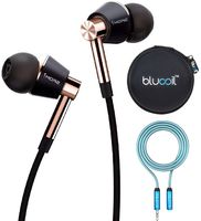 1MORE E1001 Triple Driver in-Ear Headphones (Gold) Bundle with Blucoil 6-FT Headphone Extension Cable (3.5mm) and Portable Earphone Hard Case