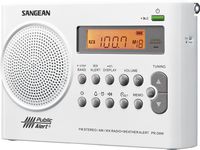 Sangean Weather Alert Portable Digital AM/FM Radio with Built-in Speaker Plus 6ft Aux Cable to Connect Any iPod, iPhone or Mp3 Digital Audio Player
