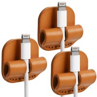 TOPHOME Genuine Leather Cable Clips Cable Organizer Cord Management Wire Management System USB Cable Clips Self Adhesive Durable Multifunction 3 Pieces Orange