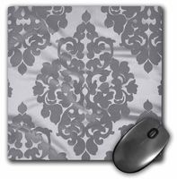 3dRose LLC 8 x 8 x 0.25 Inches Mouse Pad, Silver Satin Damask (mp_60710_1)