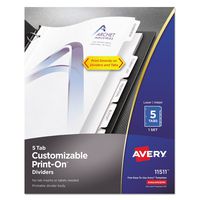 Avery Customizable Print-On Dividers, White, 5-Tab Set (11511)