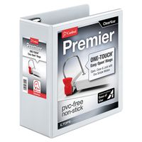 Cardinal Premier Easy Open 3-Ring Binder, 4", ONE-Touch Easy Open Locking Slant-D Rings, 880-Sheet Capacity, ClearVue Cover, PVC-Free, White (10340CB)