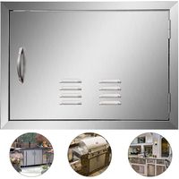 Mophorn BBQ Access Door 24 x 17 Inch Horizontal Island Door with Vents Stainless Steel Single Access Door Flush Mount Outdoor Kitchen