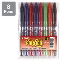 PILOT FriXion Ball Erasable & Refillable Gel Ink Stick Pens, Fine Point, Assorted Color Inks, 8-Pack Pouch (31569)