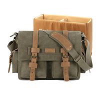 Plambag DSLR Camera Bag, Canvas SLR Messenger Shoulder Bag Army Green
