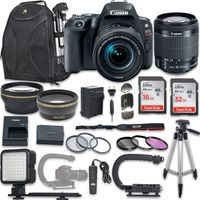 Canon EOS Rebel SL2 DSLR Camera with Canon EF-S 18-55mm f/4-5.6 is STM Lens + New Video Bundle KIT + Extra Memory Cards