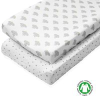 Organic Changing Pad Cover Set - 100% Organic Jersey Cotton - 2 Pack Unisex Design Gray and White - Best Baby Shower Gift Perfect for Bassinet Sheets for Boy or Girl 16X32 - by My Little North Star