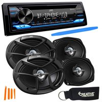 JVC KD-TD71BT - CD Receiver Featuring Bluetooth, Front USB, AUX, Amazon Alexa + Two Pairs of JVC 6x9 Speakers