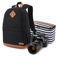 Kattee Women's Canvas SLR DSLR Camera Case Backpack 14" Laptop Bag (Black, Small)