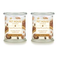 One Fur All 100% Natural Soy Wax Candle, 20 Fragrances - Pet Odor Eliminator, Up to 60 Hours Burn Time, Non-Toxic, Reusable Glass Jar Scented Candles - Pet House Candle, Pecan Pie - Pack of 2