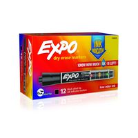 EXPO Dry Erase Markers with Ink Indicator, Chisel Tip, Black, Box of 12