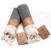 Smyrna Original Turkish Hand Towels Set of 2 | 100% Cotton, 16 x 40 Inches | Decorative Bathroom Peshtemal Towel for Hand, Face, Hair, Gym, Yoga, Tea, Dishcloth, Kitchen and Bath (Dark Gray)