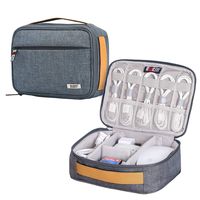 BUBM Travel Electronic Organizer, Universal Cord Organizer for Cable, Phone, Power Bank and More(1-Layer, Light Blue)