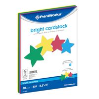 Printworks Bright Cardstock, 65 lb, 4 Assorted Bright Colors, FSC Certified, Perfect for School and Craft Projects, 50 Sheets, 8.5" x 11" (00682)