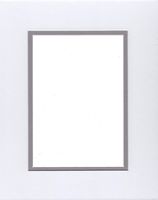 18x24 White & Grey Double Picture Mat, Bevel Cut for 12x18 Picture or Photo