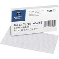 Business Source Ruled White 5" x 8" Index Cards - Pack of 100 (65263)