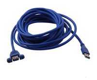 Extra Long USB 3.0 Panel Mount Cable Type A Male to Type A Female USB Extension Cable with M3 Screw Holes Panel Mount Adapter for Industrial Computer PC (5 Meters)