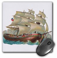 3dRose LLC 8 x 8 x 0.25 Inches Mouse Pad, Vintage Antique Pirate Style Ship Nautical Illustration (mp_104609_1)