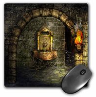 3dRose LLC 8 x 8 x 0.25 Inches A Medieval Room Features an Enchanted Fountain as a Torch Burns Nearby Mouse Pad (mp_11908_1)