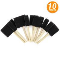 Vanitek 10 Piece Flat Flexible Poly Foam Bevel-Tipped Brush Set with Wooden Handles - Ideal for Applying Paint, Oil-Based Paints, Stain, Varnish, Enamel, Latex Paint, Smooth Surfaces, Arts & Crafts