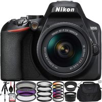 Nikon D3500 DSLR Camera with 18-55mm Lens (1590) & 12PC Accessory Bundle - Includes: SanDisk Ultra 64GB SDXC Memory Card + 0.43x Wide Angle Lens + 2.2X Telephoto Lens + 57" Tripod + More (Renewed)