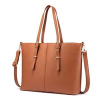LOVEVOOK Laptop Bag for Women, Soft Leather Computer Bag, Lightweight Tote Purse, Teacher/Attorney's Choice, Brown