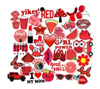 50 Pieces Vinyl Waterproof Stickers VSCO No Duplicate Decal for Phone Car Laptop Luggage Skateboard Motorcycle Bicycle Label Graffiti Patches Guitar (Red)