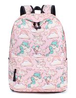 H HIKKER-LINK Unicorn Pattern Backpack Laptop Bag School Bookbag Daypack Pink