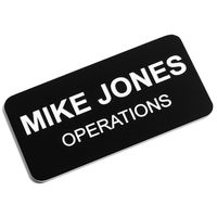 Custom Engraved Name Tag Badges - Personalized Identification with Pin or Magnetic Backing, 1.5 Inches x 3 Inches, Black/White
