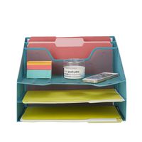 Mind Reader MESHBOX5-TUR Organizer 5 Desktop Document Letter Tray for Folders, Mail, Stationary, Desk Accessories, Turquoise