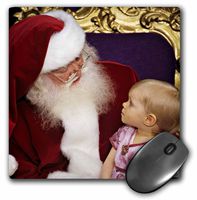 3dRose LLC 8 x 8 x 0.25 Inches Mouse Pad, USA, Girl Sits on Santa Claus Lap, Holidays, Charles Crust (mp_95208_1)