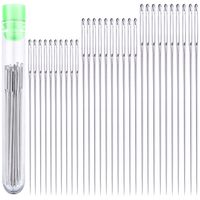 30 Large Eye Stitching Needles - 3 Sizes - Big Eye Hand Sewing Needles in Clear Storage Tube