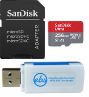 SanDisk 256GB Micro SDXC Ultra Memory Card Bundle (SDSQUAR-256G-GN6MA) Works with Samsung Galaxy Tab 10.1 (2019), Tab S5e, View2 Tablet Plus (1) Everything But Stromboli (TM) MicroSD Card Reader