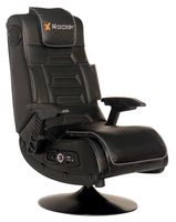 X Rocker Pro Series 2.1 Vibrating Black Leather Foldable Video Gaming Chair with Pedestal Base and Headrest for Adult, Teen, and Kid Gamers - High Tech Audio and Wireless Capacity - Ergonomic Back Support