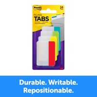 Post-it Tabs, 2 inch Solid, Assorted Primary Colors, 6/Color, 4 Colors, 24/Pk (686-ALYR)