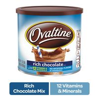 NESTLE OVALTINE Chocolate Rich Chocolate Mix, 18 oz. Canister | Easy to Prepare Fortified Malt Beverage