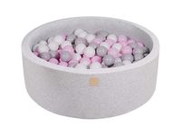 MEOWBABY 35 x 11.5 in /200 Balls Included ∅ 2.75in Foam Ball Pit for Baby Kids Soft Round Ball Pool Children Toddler Playpen Made in EU Light Grey: Pastel Pink/Grey/White