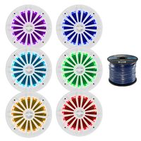 EnrockMarine 6 x 6.5-Inch White 2 Way, 200 Watt, Marine, Loudspeaker Featuring Multi Color Illumination Options and Remote Control, Enrock Audio Marine Grade Spool of 50 Foot 16-Gauge Speaker Wire