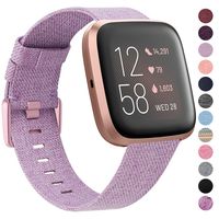 Laneco Bands Compatible with Fitbit Versa/Fitbit Versa 2/Fitbit Versa Lite for Women Men, Breathable Woven Fabric Strap with Stylish Buckle, Adjustable Wristband for Fitbit Versa Smartwatch