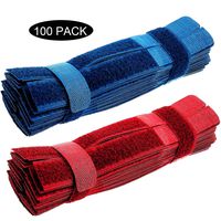 100 Pieces careda Cable Wire Management Organizer Fastening Cable Tie Holder Flexible Multi Straps Microfiber Cloth 7-Inch Hook Loop Cord Ties Holder for Car, Office and Home Computer (Blue+Red)