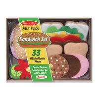 Melissa & Doug Felt Play Food Sandwich Set (Pretend Play, Easy to Clean, Includes Play Ideas, 33 Durable Pieces, Great Gift for Girls and Boys - Best for 3, 4, 5, 6, and 7 Year Olds)