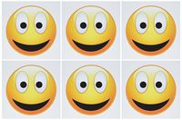 3dRose Greeting Cards, Smiley Face 2 A Yellow and Black Happy Face with A Big Smile and Glowing Nose, Set of 6 (gc_19404_1)