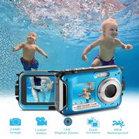 Waterproof Digital Camera Full HD 1080P Underwater Camera 24MP Video Recorder Camcorder Point and Shoot Camera Selfie Dual Screen Waterproof Camera for Snorkeling