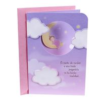 Hallmark Vida Spanish Congratulations Greeting Card for New Baby Girl (Girl on Moon with Clouds)