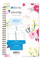Blue Sky Noteworthy 2019 Weekly & Monthly Planner and Notebook, Flexible Cover, Twin-Wire Binding, 5" x 8", Cherry Blossom